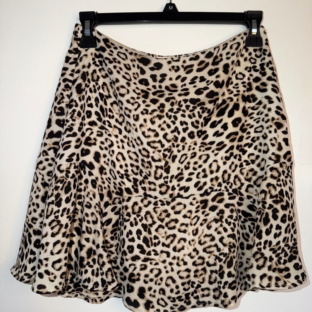 Miami Leopard Animal Print Skater Mini Skirt Size Small